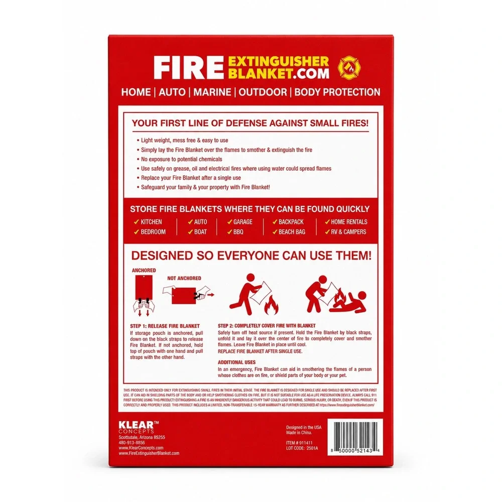 2 Pack Fire Extinguisher Blanket 40x40 Kitchen Grease BBQ RV Home Emergency New!